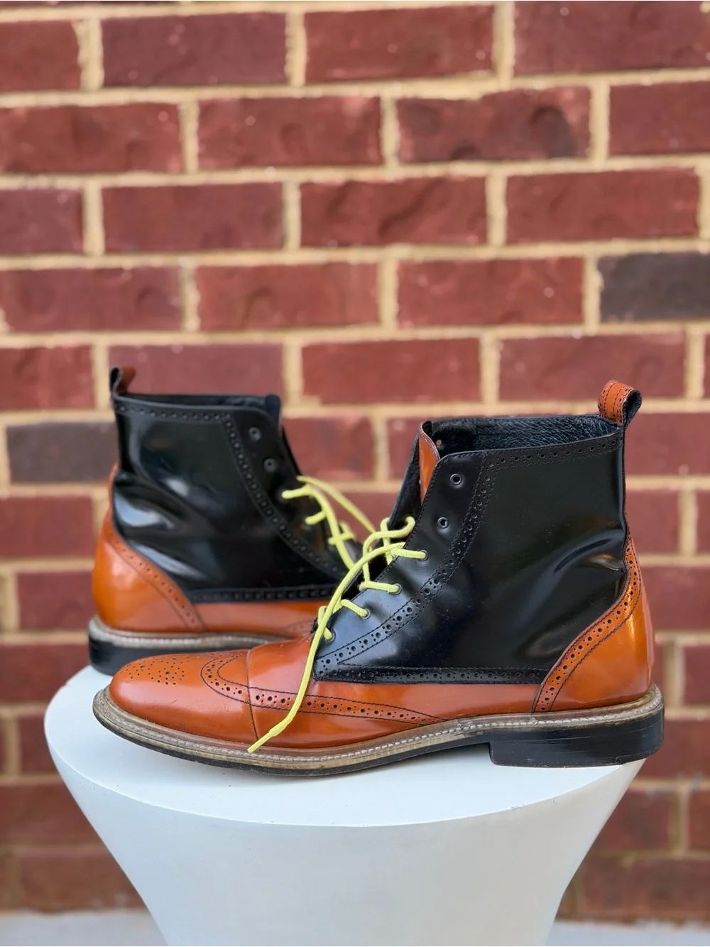 J.D. Fisk Men’s Two-Tone Leather Wingtip Boots | Size 11.5